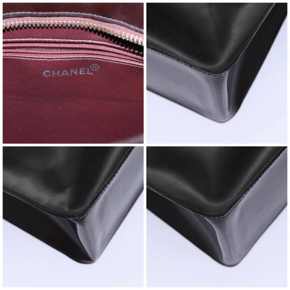 CHANEL COCO Mark Hand Bag Enamel Brown CC - Picture 12 of 15